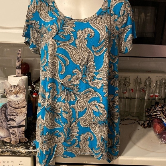 B womens Willi Smith casual cap sleeve stretch plus size top 1X - Picture 1 of 4